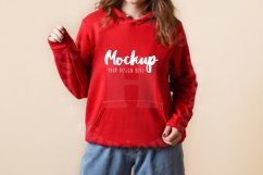 Red 3719 Bella Canvas Hoodie Mockup | Model Mockup Product Image 1