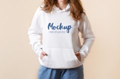 White 3719 Bella Canvas Hoodie Mockup | Model Mockup Product Image 1