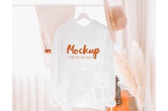 White 3719 Bella Canvas Hanging Hoodie Mockup | Boho Mockup Product Image 1