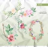 Pastelle Bouquets. Flower Clipart Watercolour and Acrylic Product Image 2