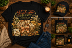 Mushroom Market Society PNG | Cozy Autumn Mushroom Basket De Product Image 2