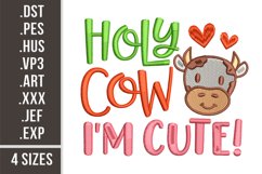 Holy Cow I'm Cute | Embroidery Design Product Image 1