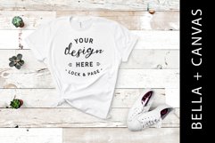 White Bella Canvas 3001 Women&#039;s T-Shirt Mockup Beach Style Product Image 1