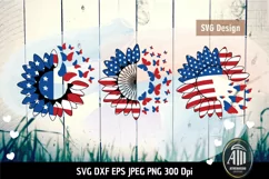 Patriotic Sunflower SVG| Patriotic Monogram| 4th of July SVG Product Image 4