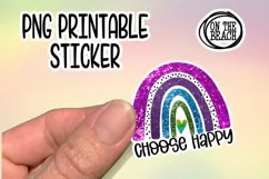 Choose Happy - Sticker -Rainbow -PNG For Printing Product Image 1