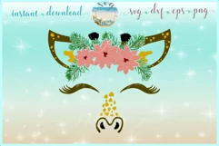 Giraffe Face With Poinsettia SVG Dxf Eps Png PDF Files Product Image 1