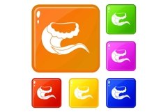 Curling and cracking wave icons set vector color Product Image 1