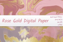 Rose Gold marble Digital Paper PNG. Iridescent Gold Rose Product Image 1