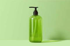 Green liquid soap dispenser on green background Product Image 1