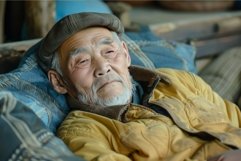 Elderly man resting in thoughtful repose Product Image 1