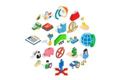Planning icons set, isometric style Product Image 1