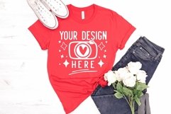Bella Canvas 3001 Heather Red Mockup, Unisex Tshirt Mockup Product Image 1