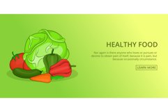 Healthy food banner horizontal, cartoon style Product Image 1