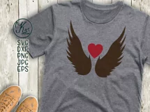 Angel wings cross heart angel svg dxf files to cut Product Image 2