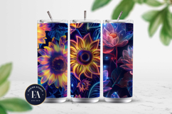 Neon Floral Digital Papers, neon tropical paper Product Image 2