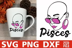 Pisces Zodiac Sign svg, Bald Woman in Glasses svg, Melanin Product Image 2