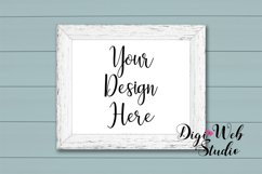 Wood Sign Mockup - White Distressed Wood Frame on Shiplap Product Image 1