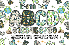 Earth Day Alphabet png clipart, earth day letters doodle Product Image 1