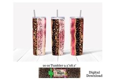 20oz Skinny Tumbler Pink Leopard Dye Sublimation Design Product Image 1