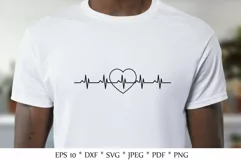 Heartbeat SVG. Line heart beat SVG. Love Product Image 3