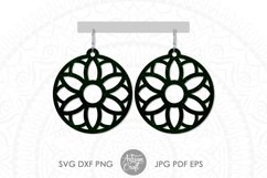 Mandala earrings, SVG cut files, round earring Product Image 1