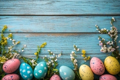 Easter eggs frame color wooden planks backdrop Product Image 1
