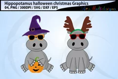 hippopotamus halloween svg / hippopotamus christmas svg Product Image 2