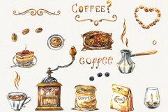 Coffee clipart, coffee cup, food clipart, watercolor coffee Product Image 6