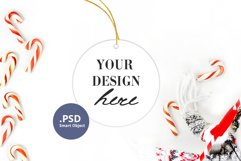 Christmas Ornament Mockup, Round Ornament Mock up PSD & PNG Product Image 1