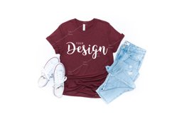 Bella Canvas Mockup 3001 Heather Cardinal T-shirt Unisex Tee Product Image 1