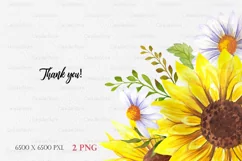 Watercolor Sunflower Wreath Sublimation, Floral Wreath PNG Product Image 3