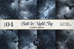 Bats Night Sky Pattern, Dark Gothic Bat Seamless Paper Product Image 1