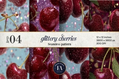 Glitter Coquette Cherry Pattern | Sparkly Glam Texture Paper Product Image 1