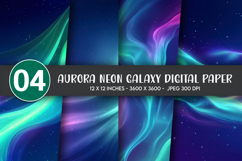 Aurora Neon Galaxy Digital Paper Product Image 1