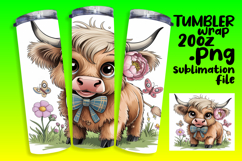 SLEEK 20oz Sublimation Tumbler Template , Cute Cow Product Image 1