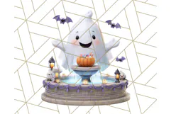 Pastel Halloween Town PNG Clipart, Spooky Shops & Homes Png Product Image 2