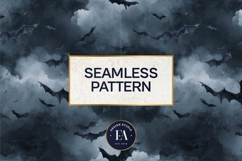 Bats Night Sky Pattern, Dark Gothic Bat Seamless Paper Product Image 3