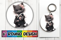 Whimsical Watercolor Kitty Keychain Product Image 1