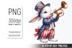 4th Of July Bunny Sublimation Clipart PNG Design Product Image 1