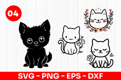 Cute Cat Cartoon Pet Animal Faces SVG PNG Product Image 1