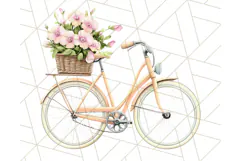 Bicycle with Flowers PNG, Pastel Spring Floral Bike Clipart Product Image 2