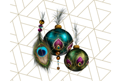 Peacock Christmas Clipart in Jewel Tones, Christmas Png Product Image 2