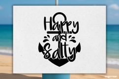 Happy And Salty SVG Engraved | Beach Quotes SVG Product Image 2