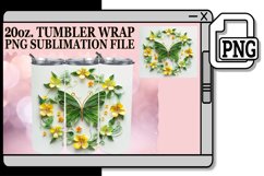 Spring Blooms Butterfly Tumbler Wrap - 20oz 3D Product Image 1