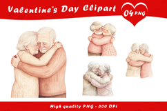 Elderly Couple Hugging Valentine Clipart PNG Product Image 1