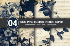 Blue Rose Garden Digital Paper Product Image 1