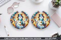 Snowman Car Coaster Sublimation|Christmas Coaster PNG Design Product Image 1
