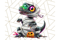 Bright Halloween Dinosaur PNG Clipart with Holiday Elements Product Image 2