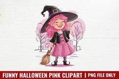 Funny Halloween Pink Clipart PNG Product Image 1