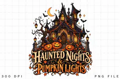 Haunted Nights Pumpkin Lights Haunted House Halloween PNG Product Image 3